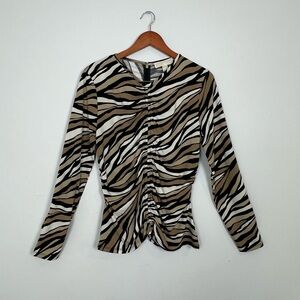 Michael Kors Zebra Print Ruched Blouse